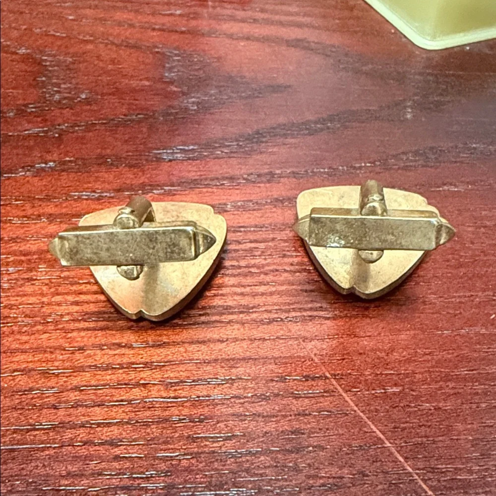 Vintage Gold and White Triangle Cufflinks